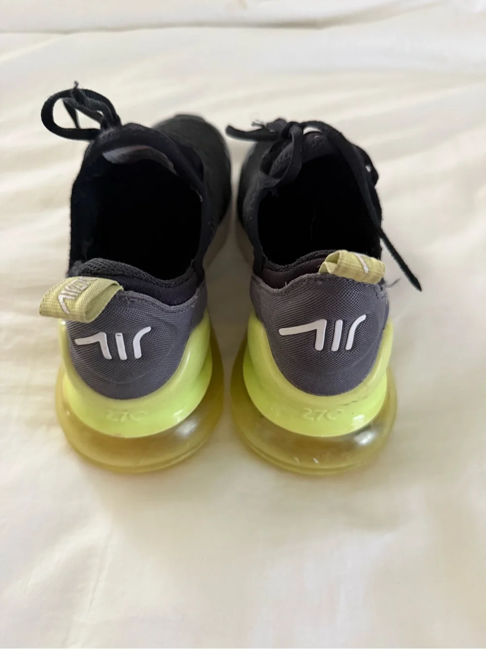 Nike Kids Air Max 270 Black, Gray & Volt Sneakers